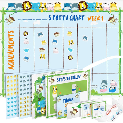 Potty Training Chart for Toddler - Animals