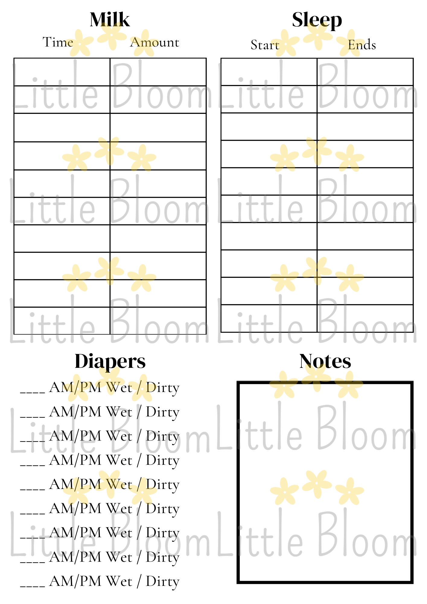 Newborn Daily Log